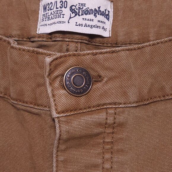 The Stronghold Carpenter Pants Men 32x30(29) Brown Khaki Relaxed Straight Canvas - Picture 3 of 16